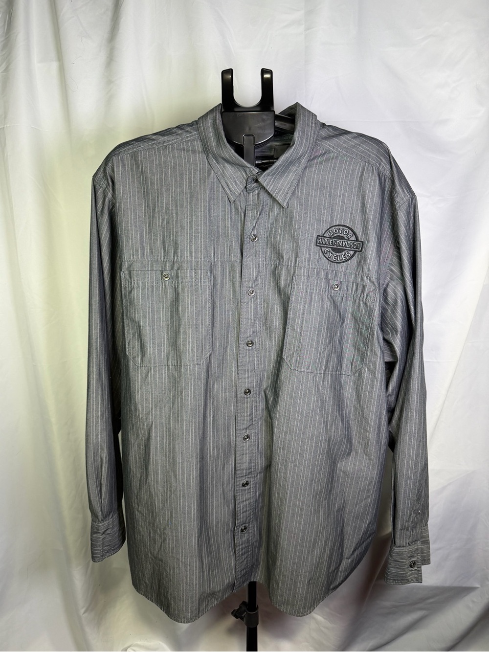 Harley-Davidson Gray Pinstripe Long-Sleeve Button-Down Shirt